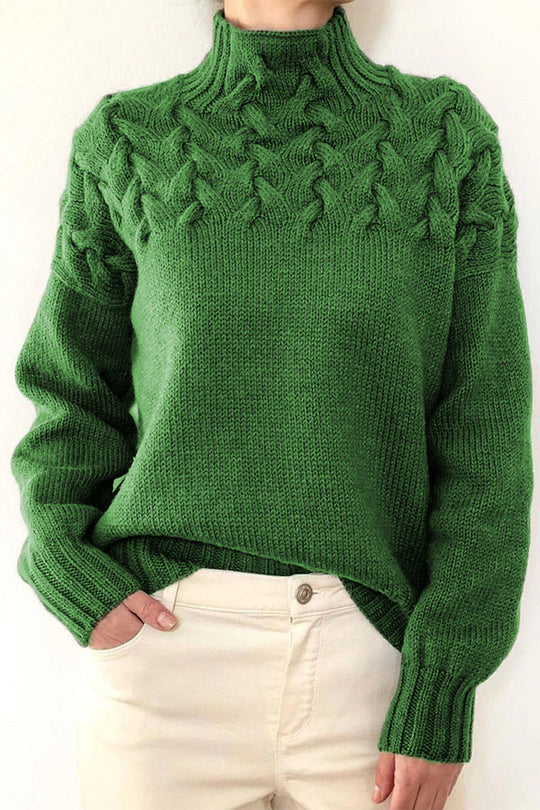 Heidi-Mode | Lässiger Einfarbiger Strickpullover mit Rollkragen - 11 Farben