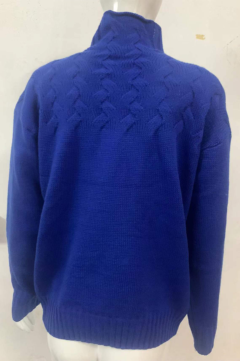 Heidi-Mode | Lässiger Einfarbiger Strickpullover mit Rollkragen - 11 Farben
