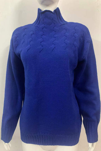 Heidi-Mode | Lässiger Einfarbiger Strickpullover mit Rollkragen - 11 Farben
