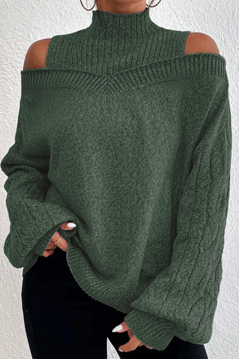 Heidi-Mode | Lässige Solide Ausgehöhlte Patchwork Rollkragenpullover - 7 Farben