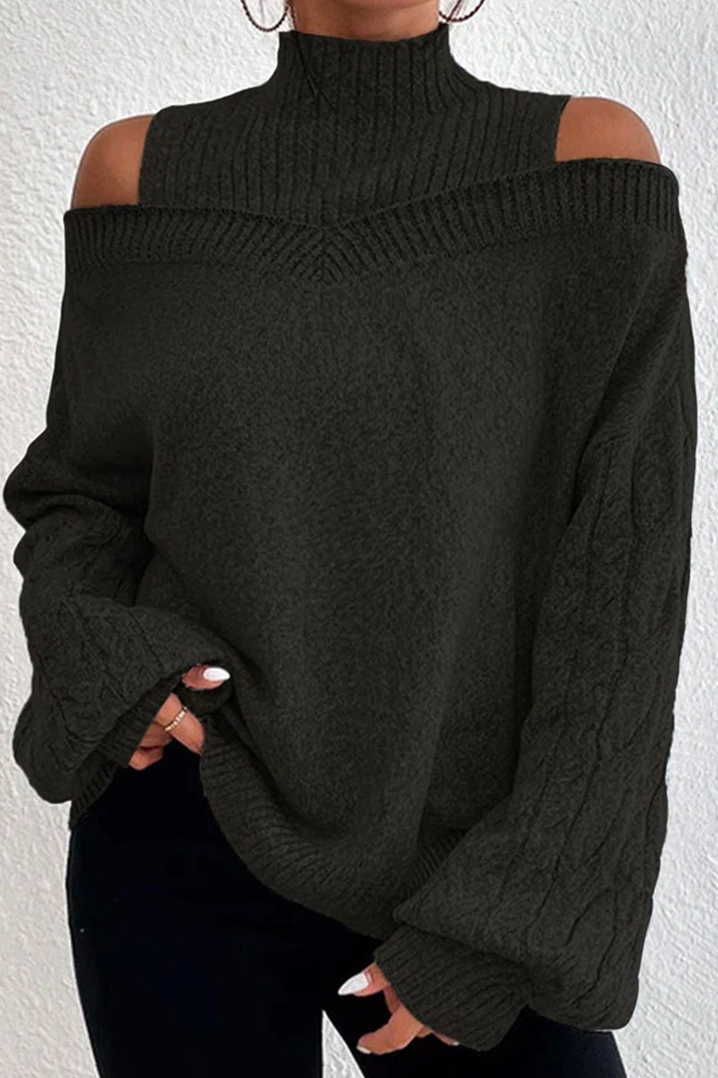 Heidi-Mode | Lässige Solide Ausgehöhlte Patchwork Rollkragenpullover - 7 Farben