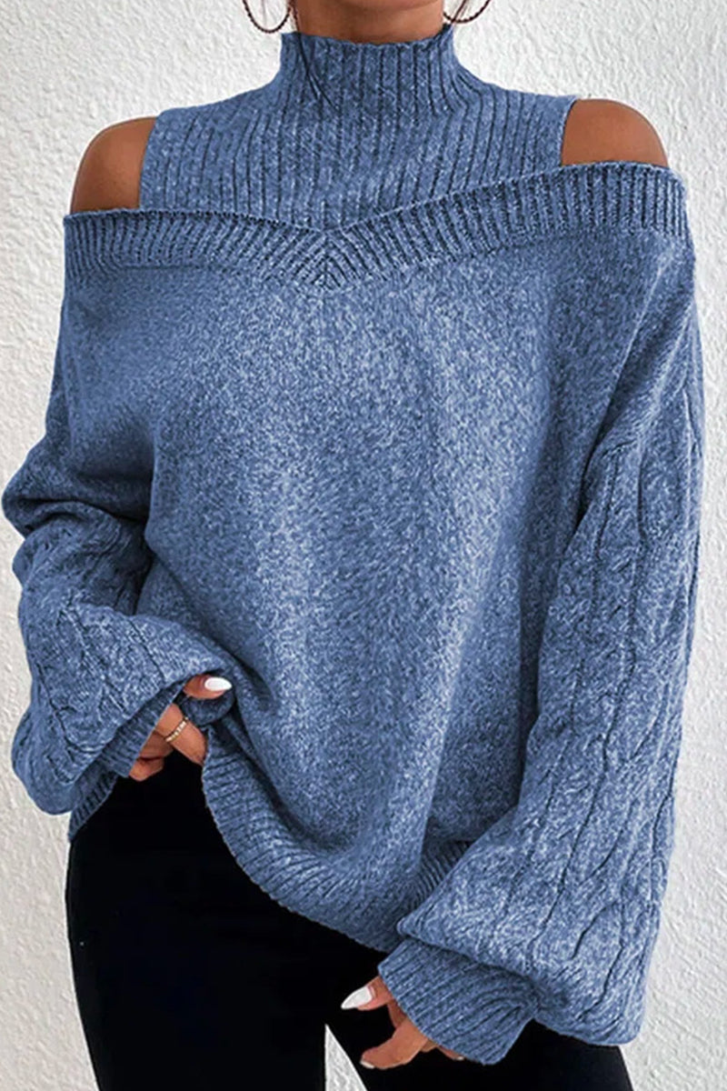 Heidi-Mode | Lässige Solide Ausgehöhlte Patchwork Rollkragenpullover - 7 Farben