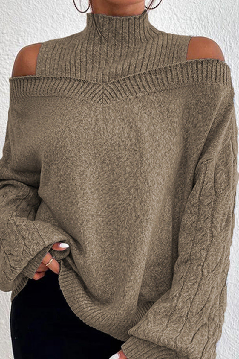 Heidi-Mode | Lässige Solide Ausgehöhlte Patchwork Rollkragenpullover - 7 Farben