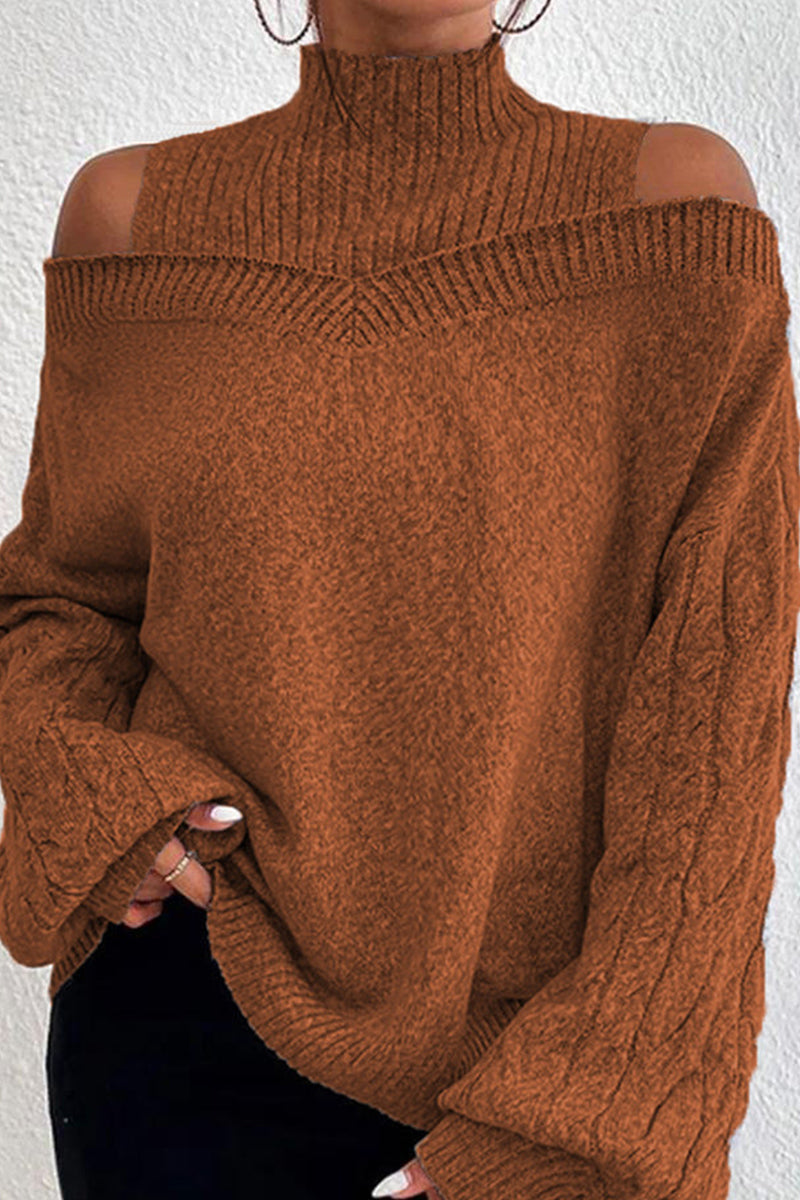Heidi-Mode | Lässige Solide Ausgehöhlte Patchwork Rollkragenpullover - 7 Farben