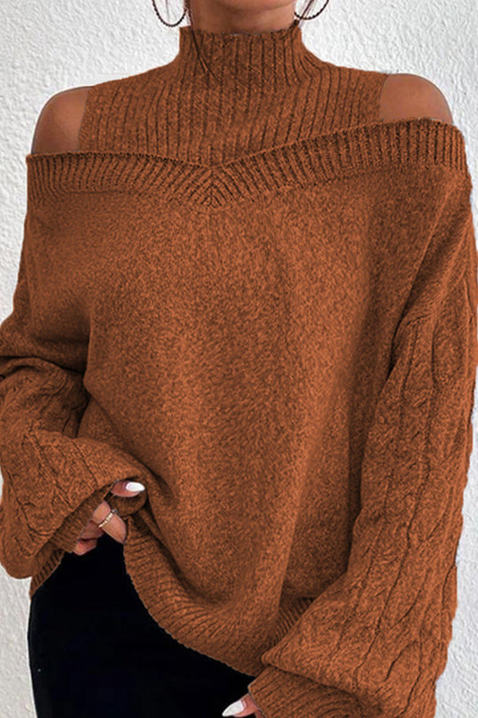 Heidi-Mode | Lässige Solide Ausgehöhlte Patchwork Rollkragenpullover - 7 Farben