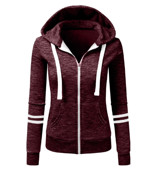 Heidi-Mode - Schick und Lässig Herbst Schlanker Woll Hoodie mit Reißverschluss für Frauen