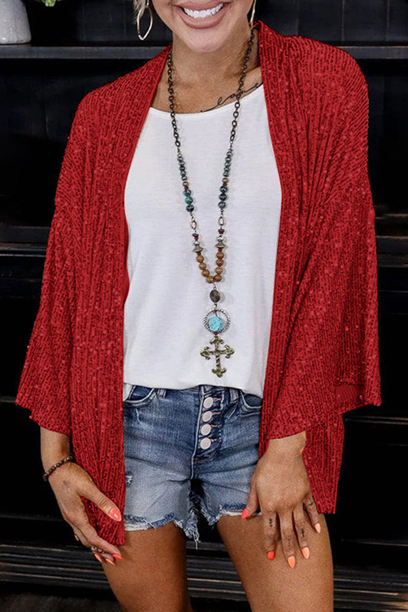 Heidi-Mode | Entspannt Eleganter Pailletten Cardigan