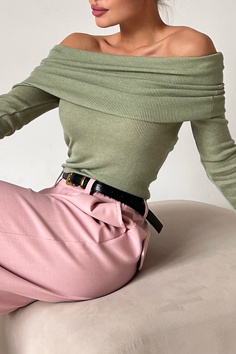 Heidi-Mode | Sexy Einfarbige-Off-Shoulder-Tops - 5 Farben