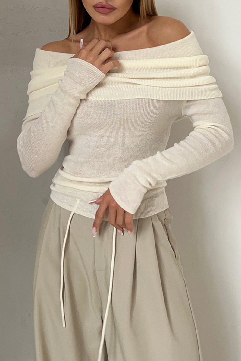 Heidi-Mode | Sexy Einfarbige-Off-Shoulder-Tops - 5 Farben
