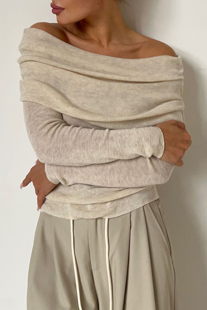 Heidi-Mode | Sexy Einfarbige-Off-Shoulder-Tops - 5 Farben
