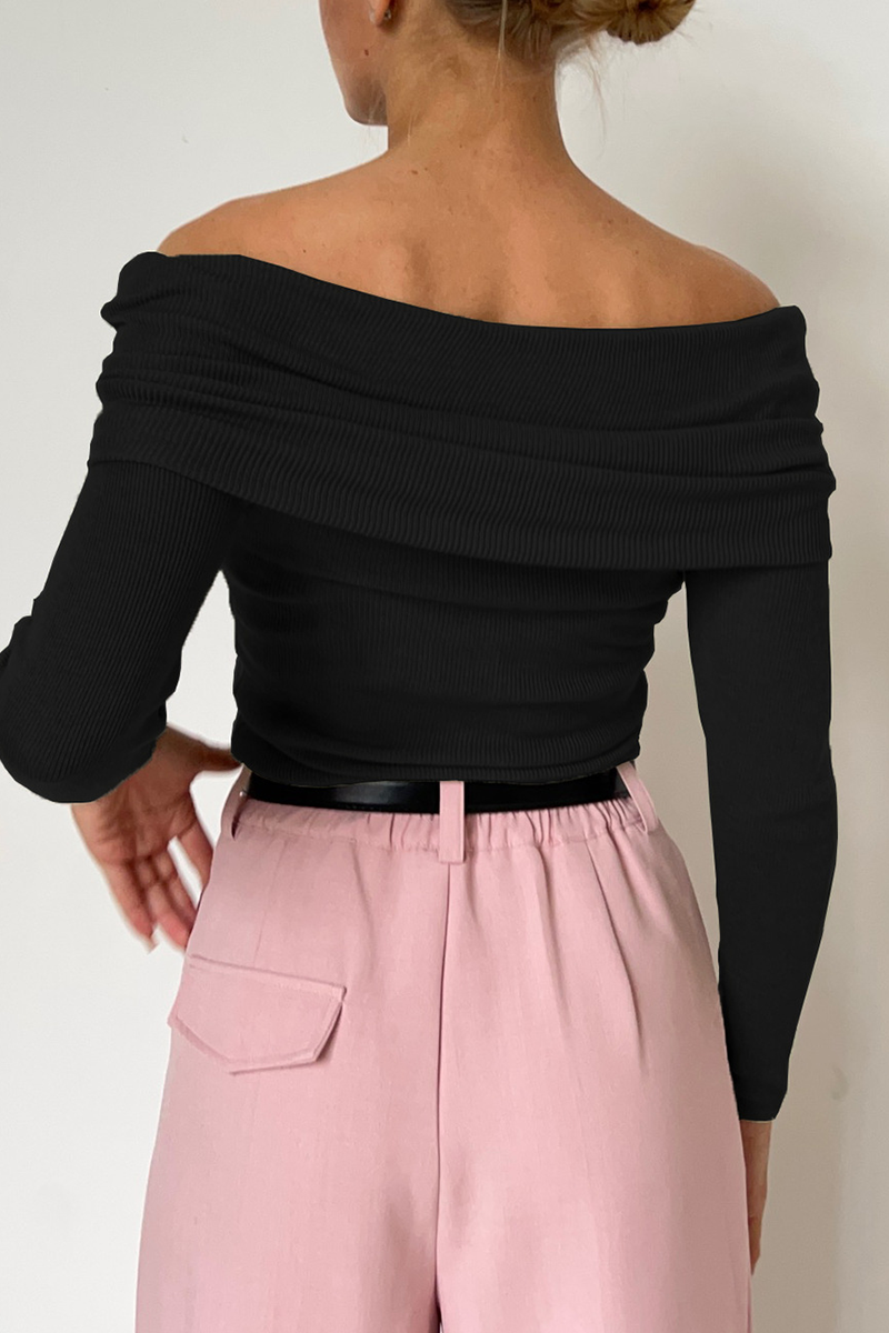 Heidi-Mode | Sexy Einfarbige-Off-Shoulder-Tops - 5 Farben
