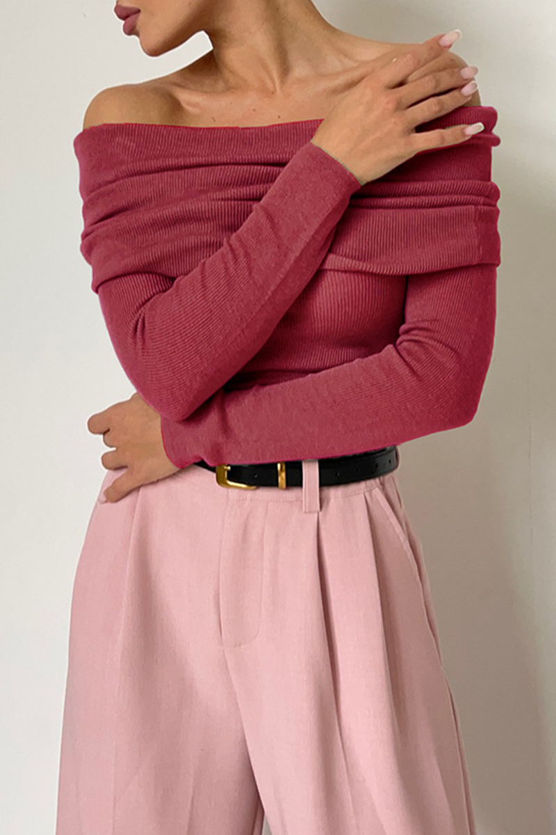 Heidi-Mode | Sexy Einfarbige-Off-Shoulder-Tops - 5 Farben