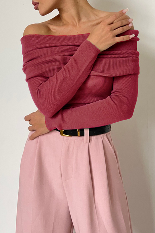 Heidi-Mode | Sexy Einfarbige-Off-Shoulder-Tops - 5 Farben
