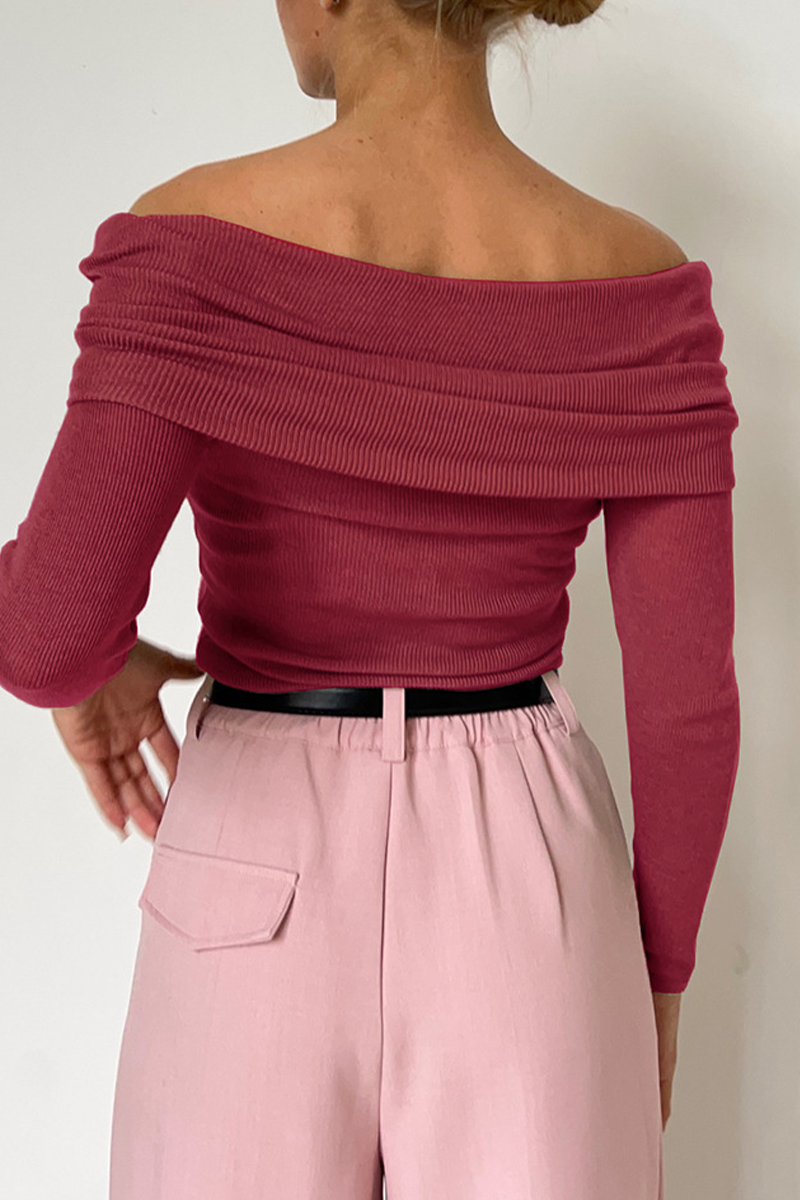 Heidi-Mode | Sexy Einfarbige-Off-Shoulder-Tops - 5 Farben