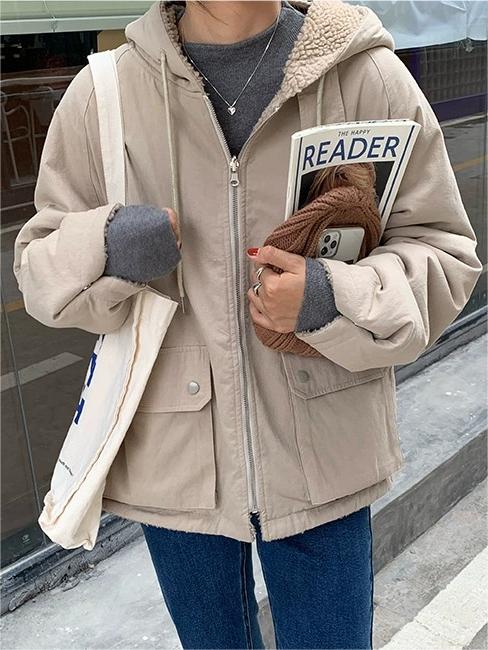 Heidi-Mode | Wendbare Fleece-Parka Gemütlicher Winterstil Fleece-Wendejacke Für Kalte Tage