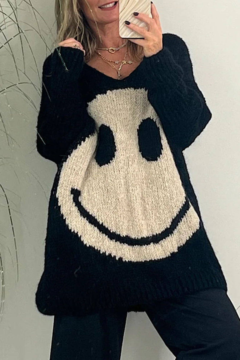 Heidi-Mode | Lässiger solider Kontrastgewebe V-Ausschnitt Pullover - 7 Farben