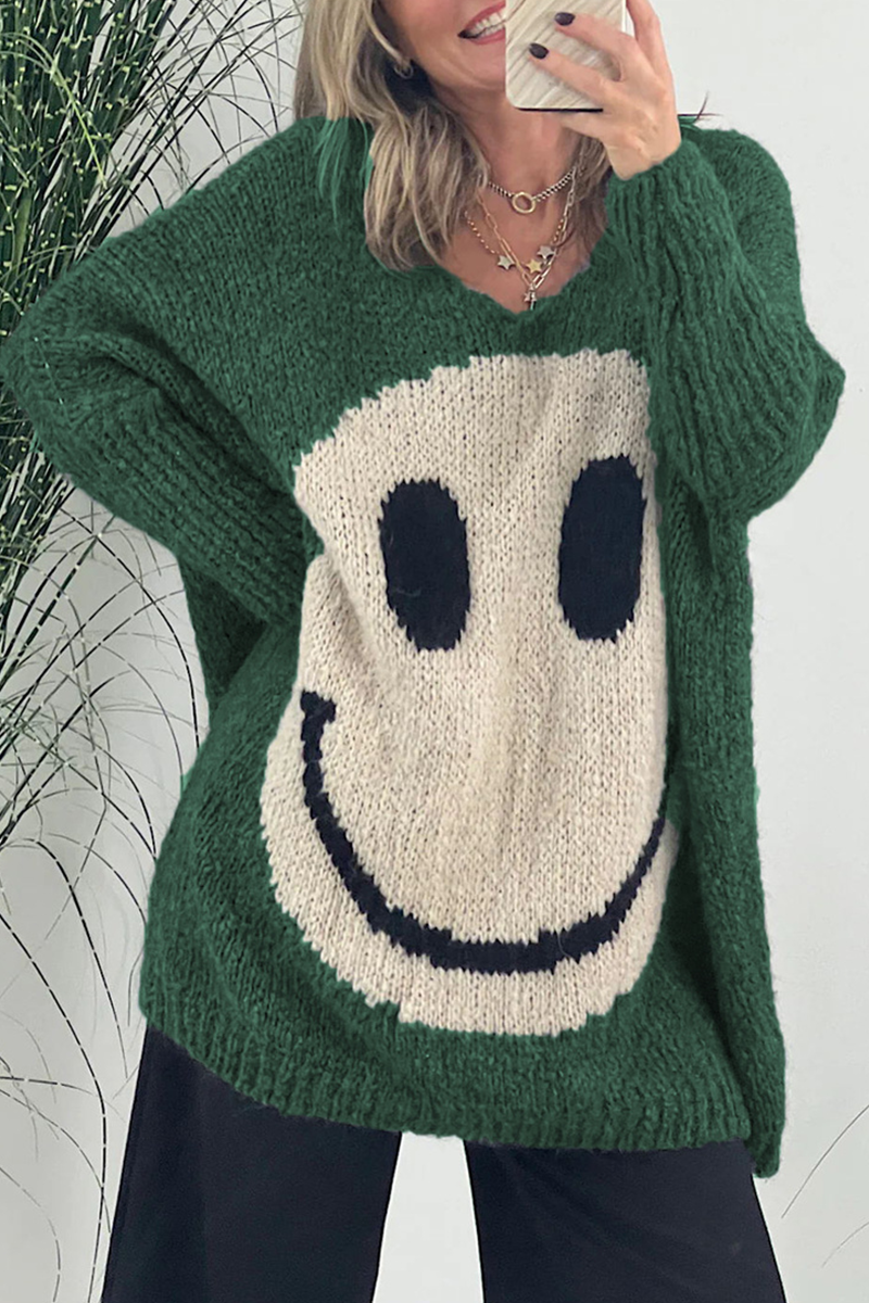 Heidi-Mode | Lässiger solider Kontrastgewebe V-Ausschnitt Pullover - 7 Farben