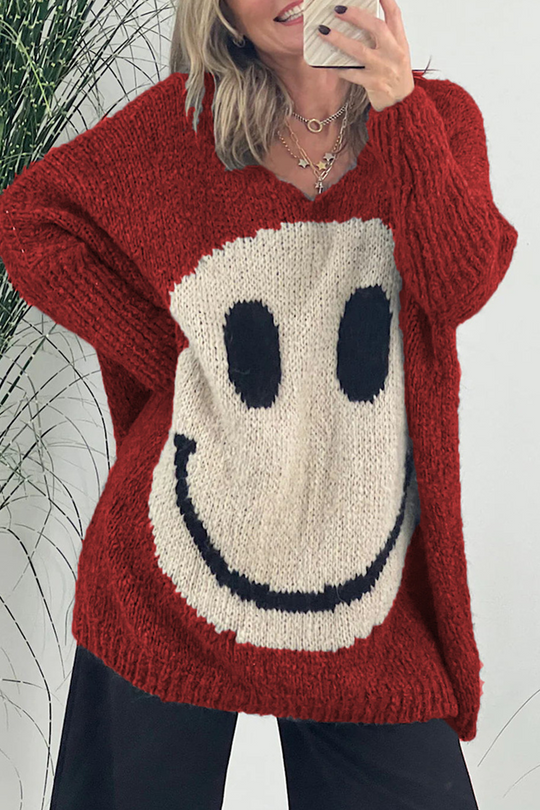 Heidi-Mode | Lässiger solider Kontrastgewebe V-Ausschnitt Pullover - 7 Farben