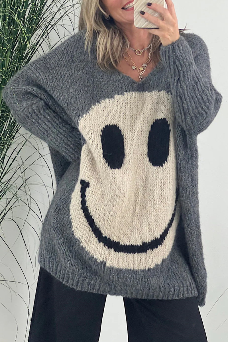 Heidi-Mode | Lässiger solider Kontrastgewebe V-Ausschnitt Pullover - 7 Farben
