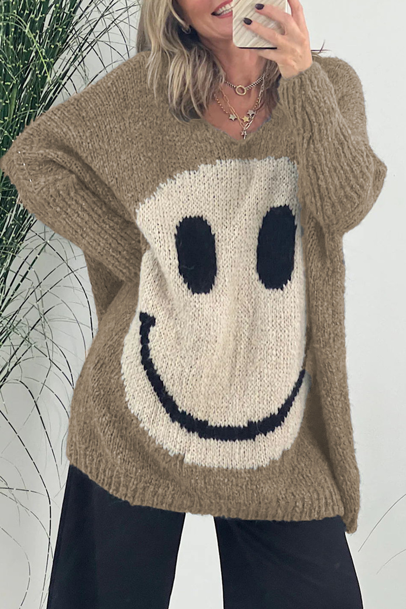 Heidi-Mode | Lässiger solider Kontrastgewebe V-Ausschnitt Pullover - 7 Farben