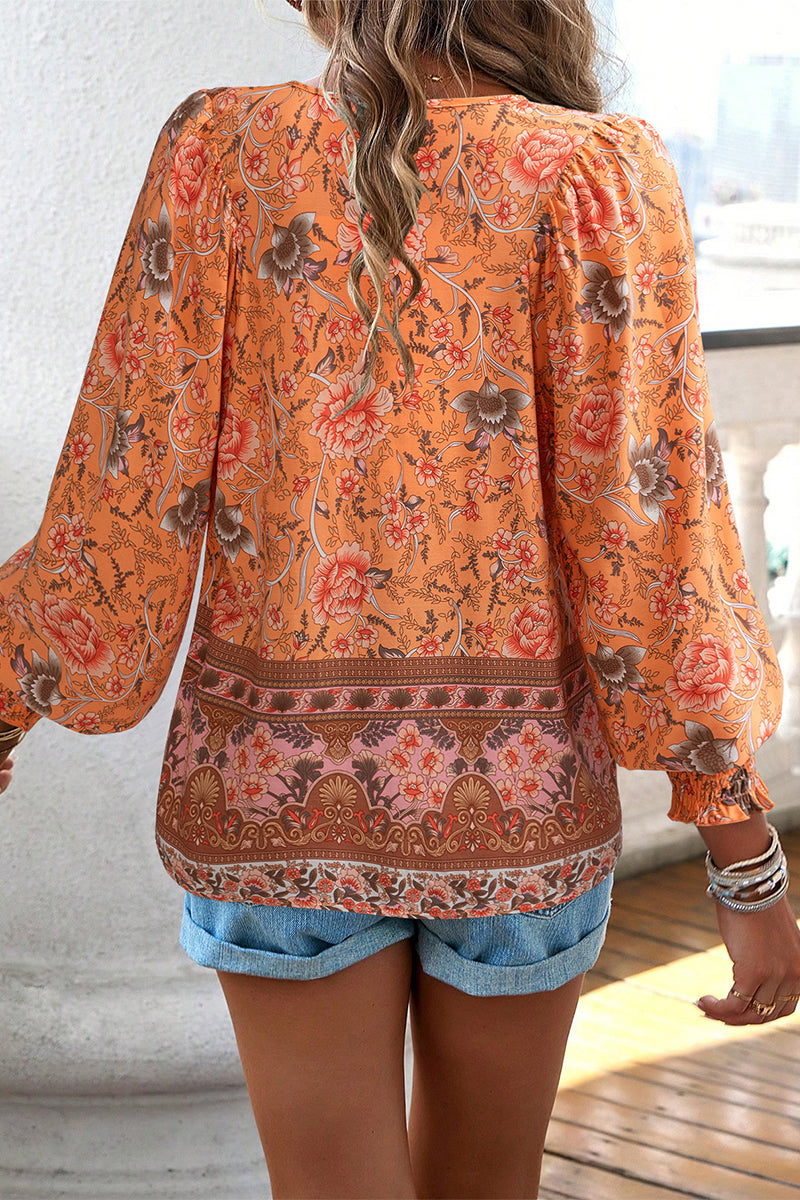 Heidi-Mode | Elegante florale Bandage V-Ausschnitt Tops