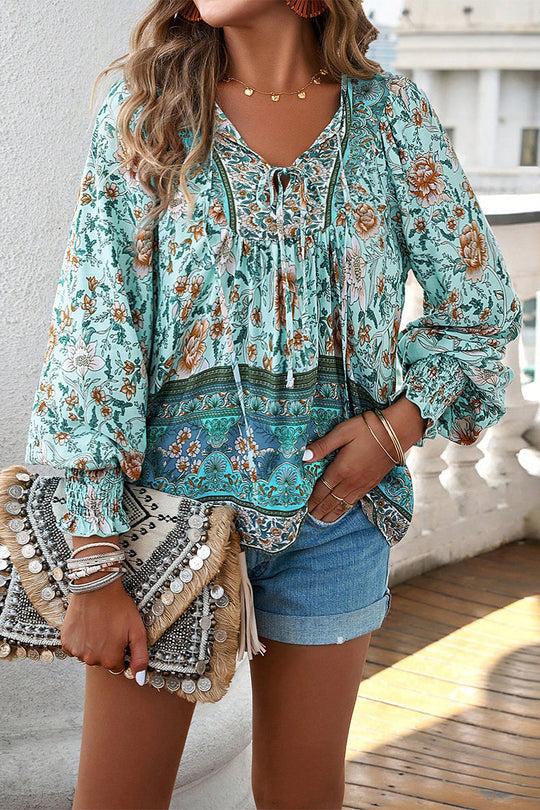 Heidi-Mode | Elegante florale Bandage V-Ausschnitt Tops