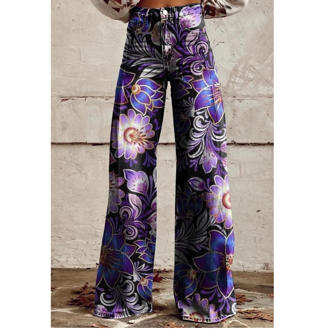 Heidi-Mode | Weit geschnittene Damenhose mit Blumenmuster