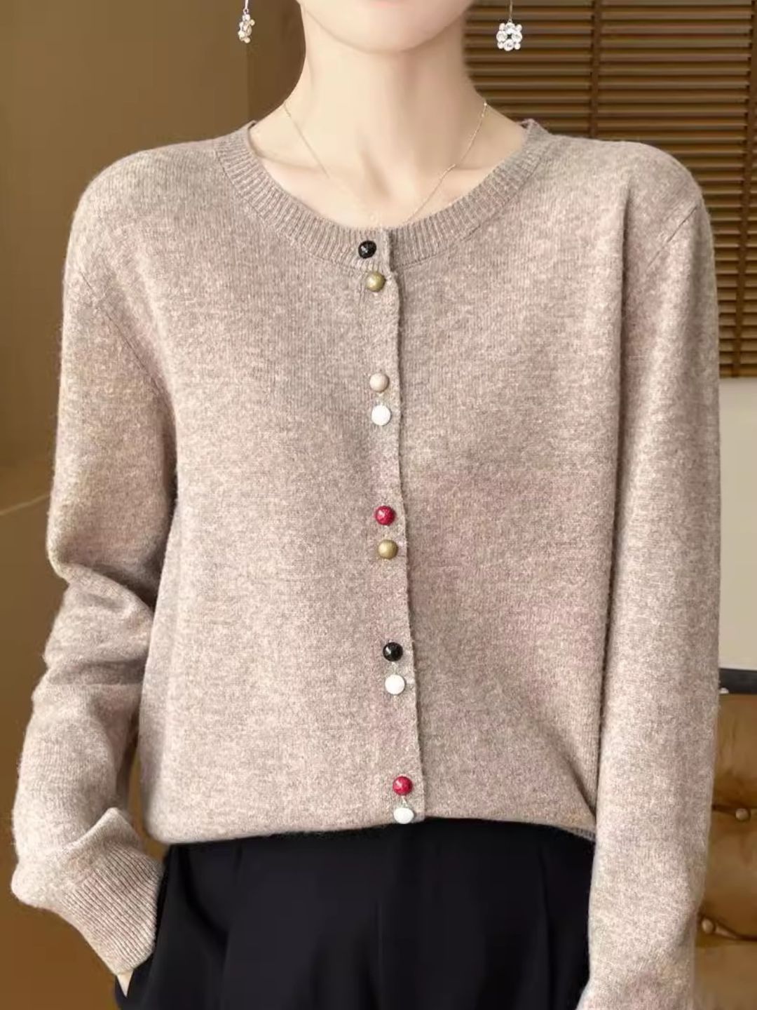 Heidi-Mode | Rundhals Einfarbiger Pullover Pink