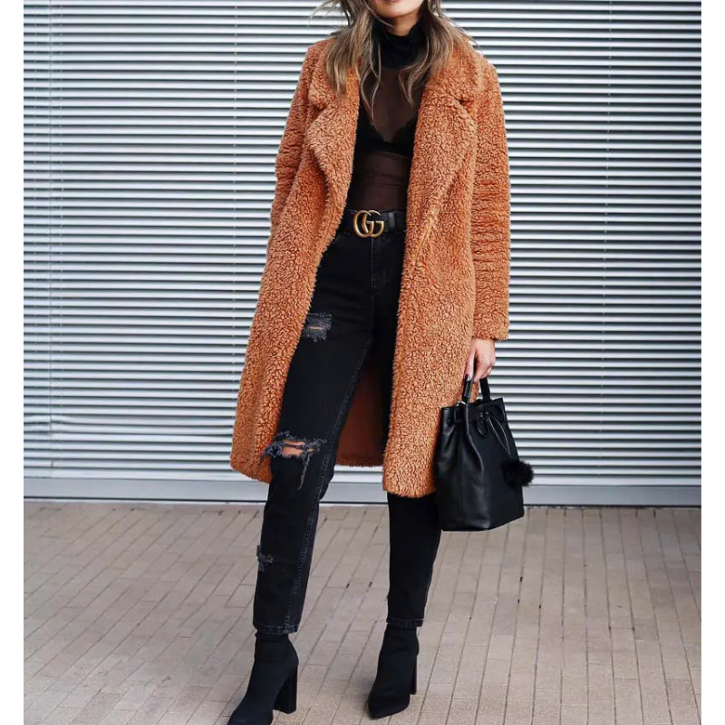 Heidi-Mode | Mantel - Fuzzy Textur mit Reverskragen