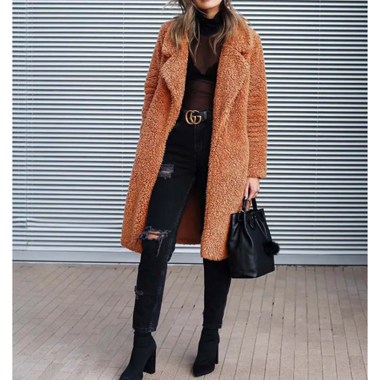 Heidi-Mode | Mantel - Fuzzy Textur mit Reverskragen