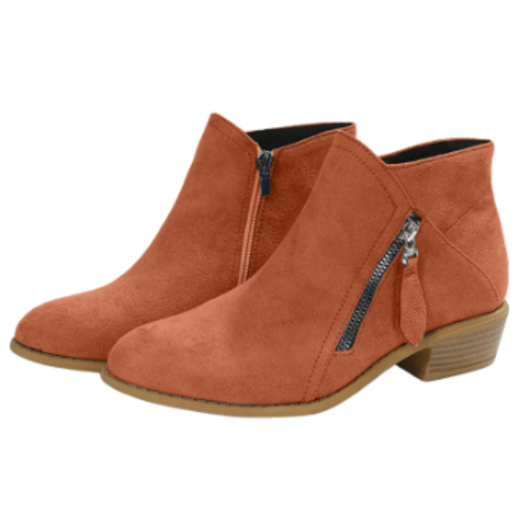 Heidi-Mode | Modische Stiefeletten für Damen mit Reißverschluss und Niedrigem Absatz Damen Stiefeletten