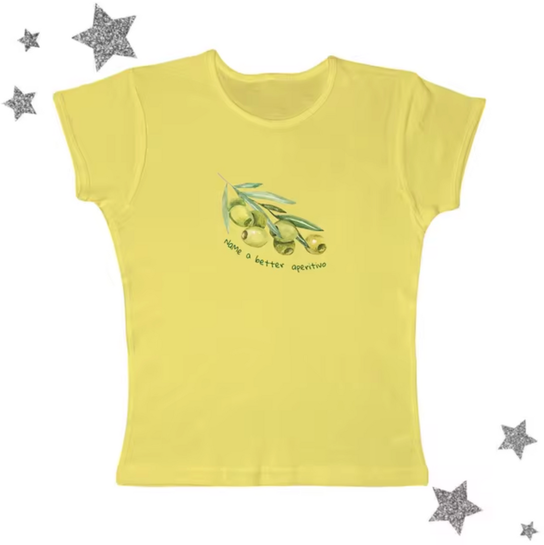 – Crop Top Shirts mit Olivenmuster