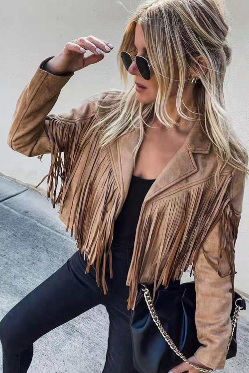 Heidi-Mode | At Your Best Fransenkante Faux Suede Shacket