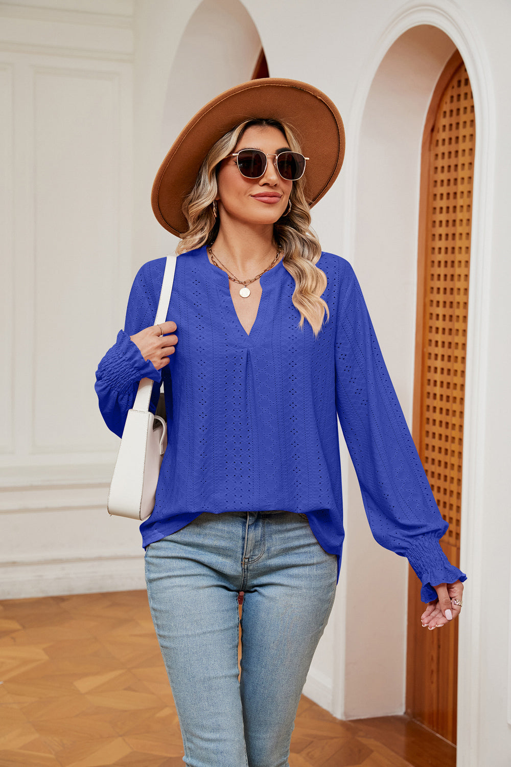 Heidi-Mode | Notchkragen Volant Ärmel Bluse