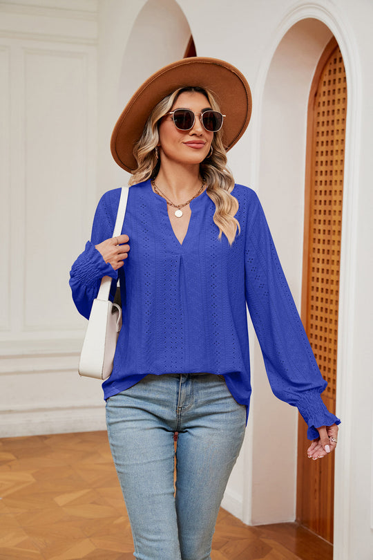 Heidi-Mode | Notchkragen Volant Ärmel Bluse