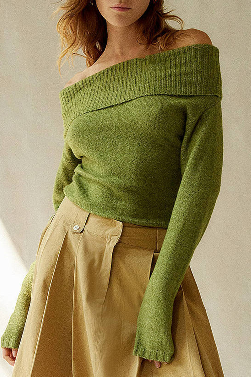 Heidi-Mode | Sexy Solide Rückenfreie Off-Shoulder Pullover - 5 Farben