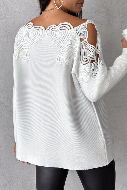 Heidi-Mode | Lässige einfarbige hohl ausgeschnittene Patchwork-O-Ausschnitt Tops