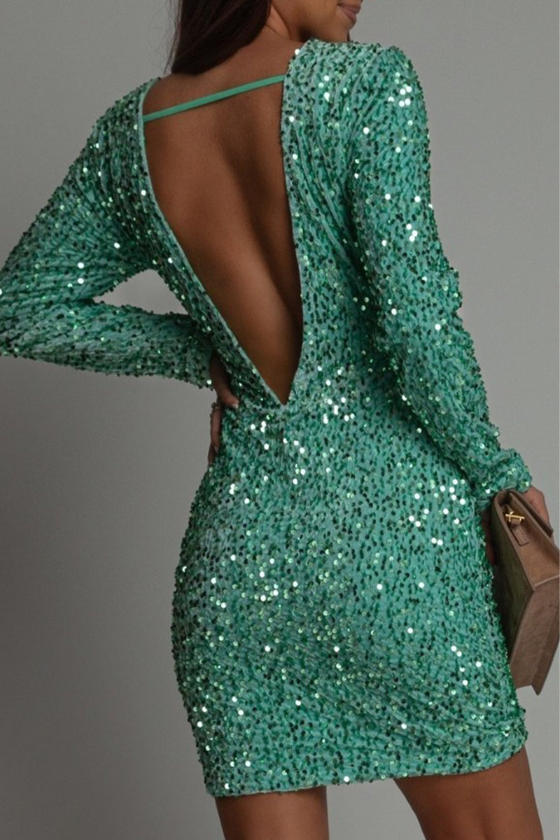 Heidi-Mode | Rückenfreies Glitzer Partykleid für Frauen