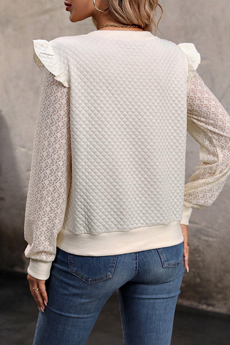 Heidi-Mode | Elegante Einfarbige Spitzen V-Ausschnitt Tops