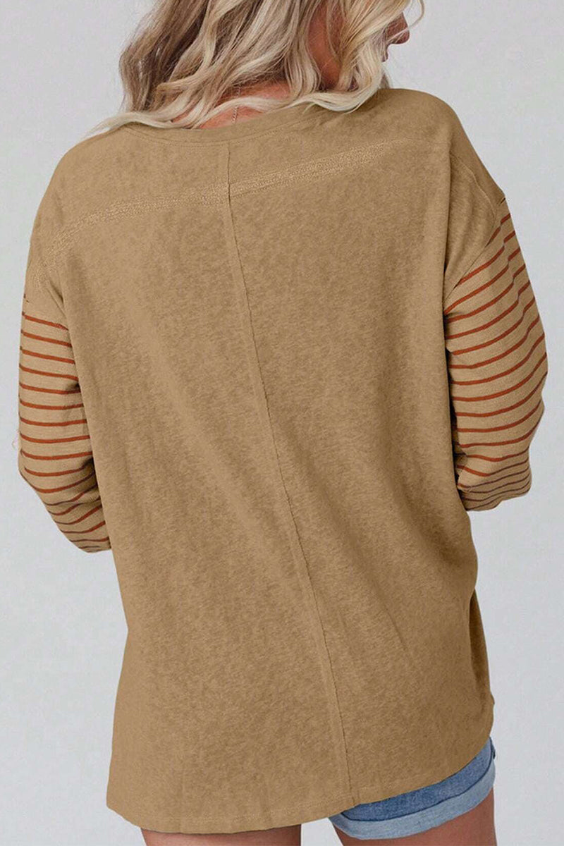 Heidi-Mode | Lässig Farbblock Kontrast O-Hals Tops - 5 Farben