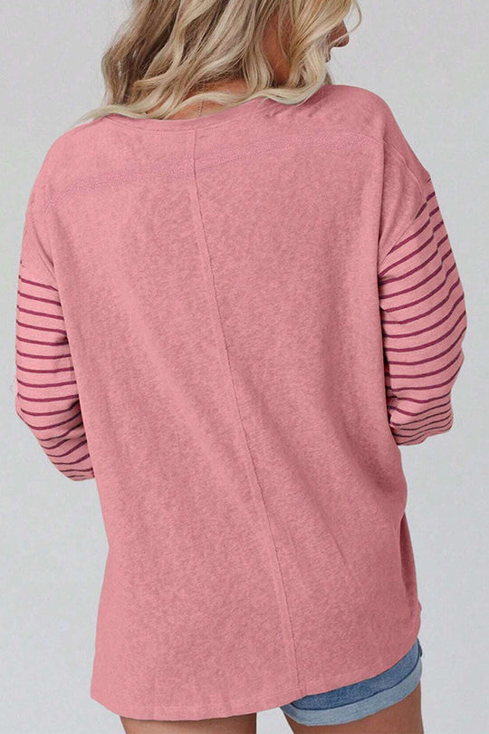 Heidi-Mode | Lässig Farbblock Kontrast O-Hals Tops - 5 Farben