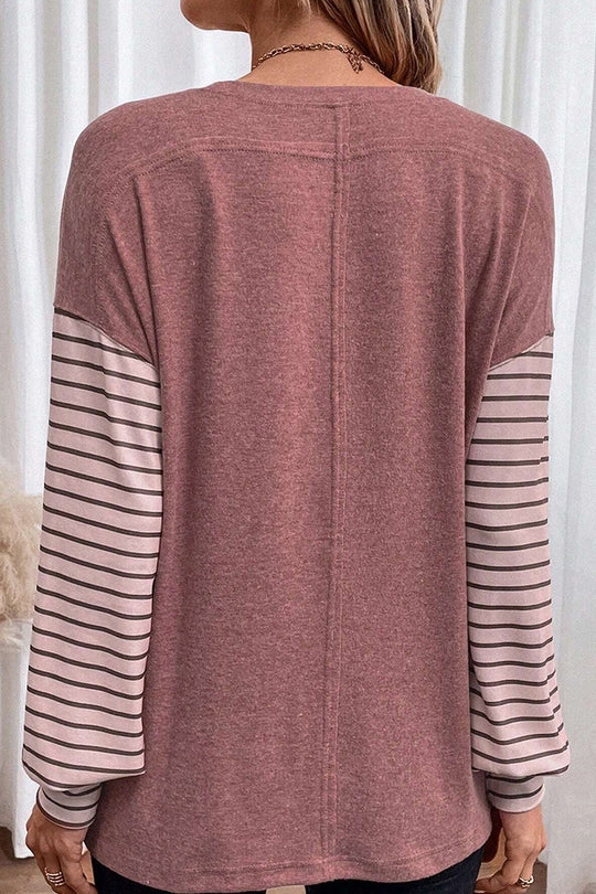 Heidi-Mode | Lässig Farbblock Kontrast O-Hals Tops - 5 Farben