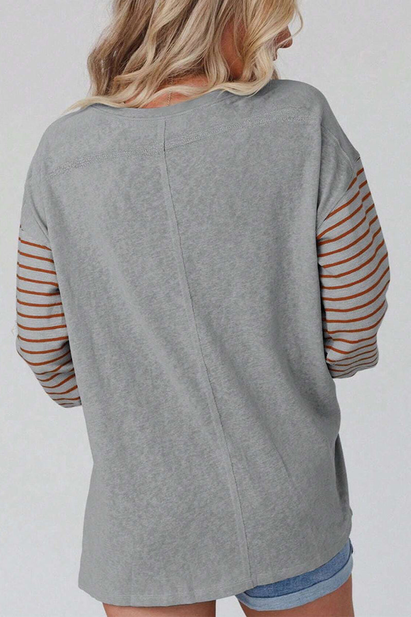 Heidi-Mode | Lässig Farbblock Kontrast O-Hals Tops - 5 Farben