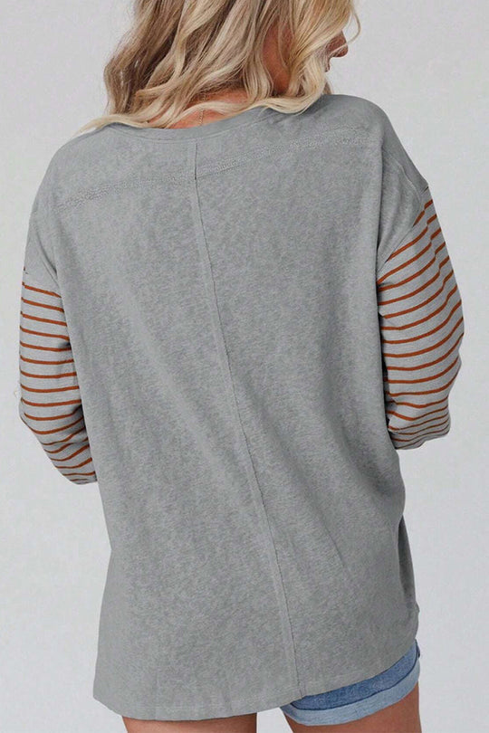 Heidi-Mode | Lässig Farbblock Kontrast O-Hals Tops - 5 Farben