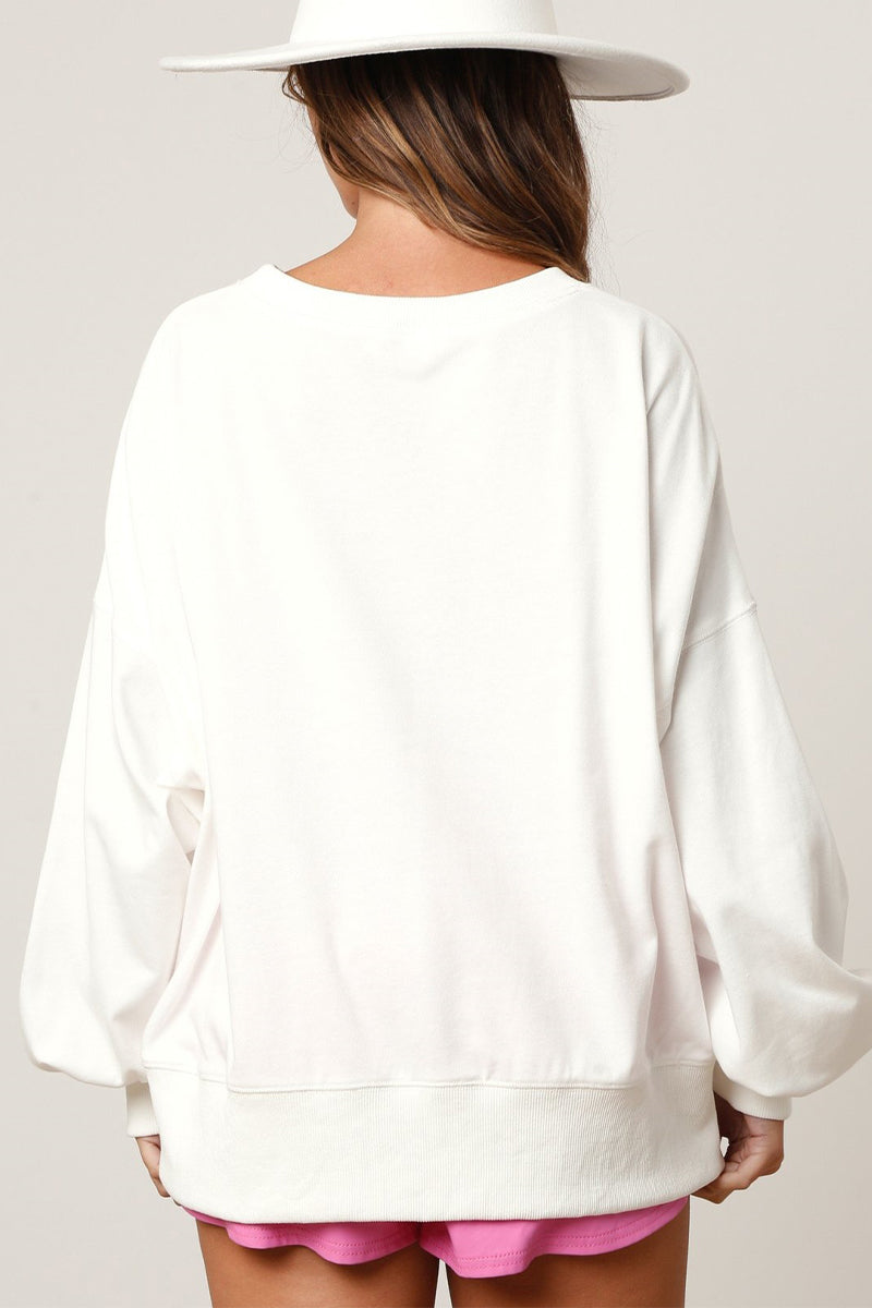 Heidi-Mode | Casual Solid Gestickte Pailletten O-Hals Tops
