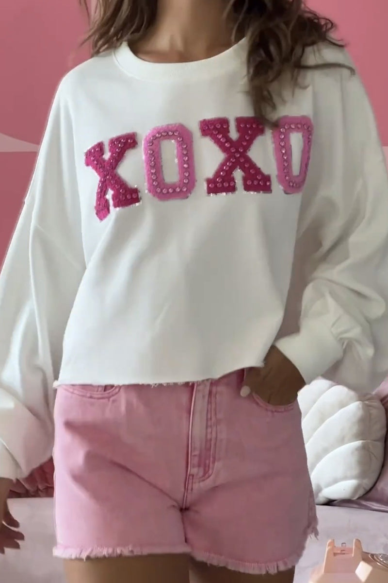 Heidi-Mode | Casual Süß Buchstaben Patch O-Hals Tops