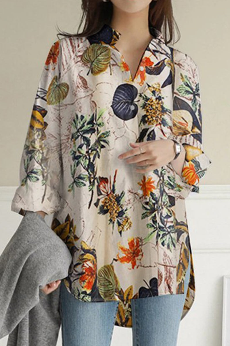 Heidi-Mode | Sexy Floral Umlegekragen Tops - 3 Farben