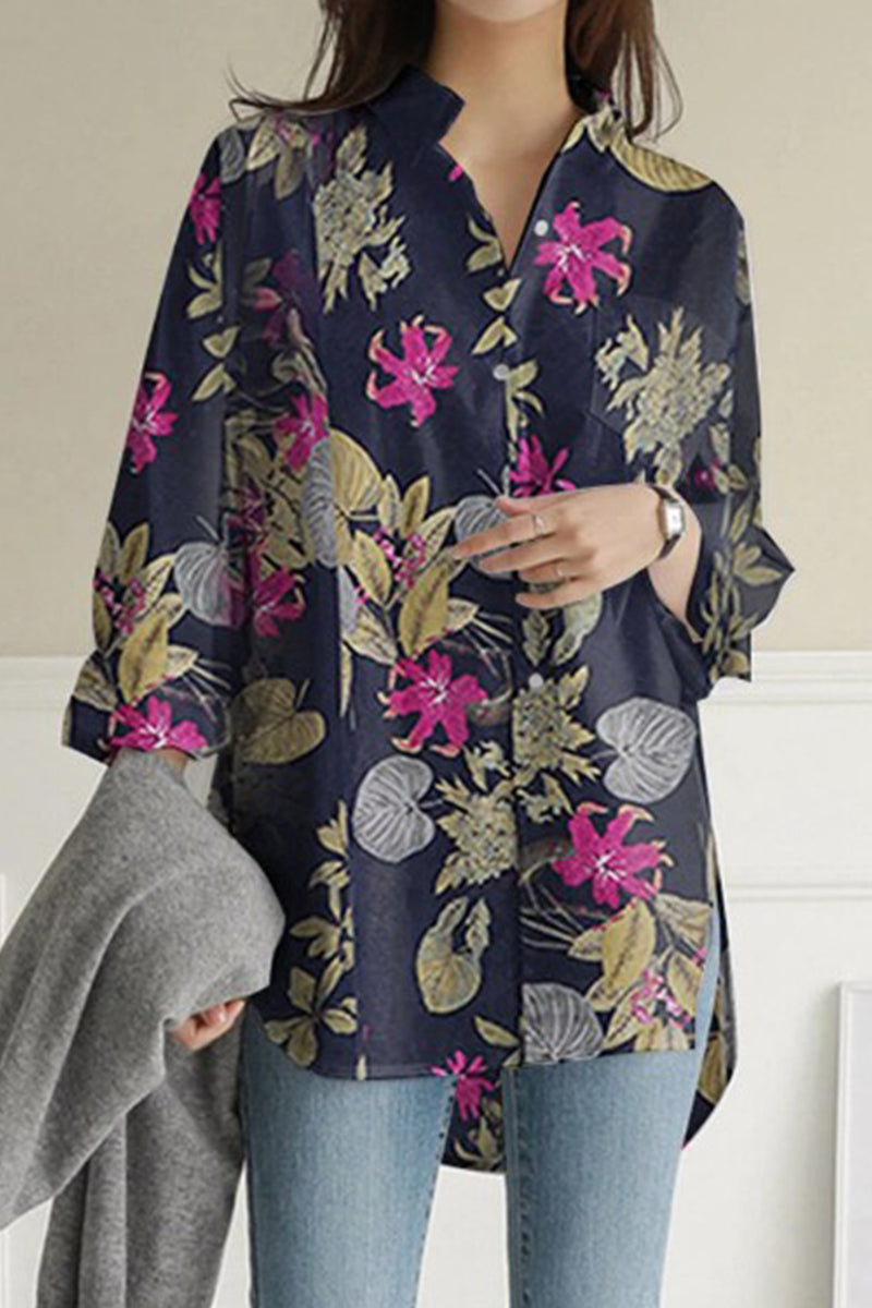 Heidi-Mode | Sexy Floral Umlegekragen Tops - 3 Farben