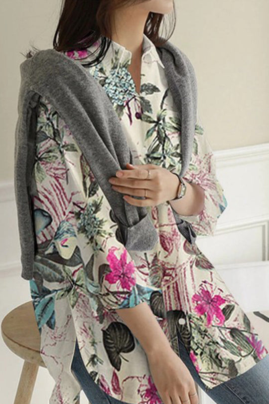 Heidi-Mode | Sexy Floral Umlegekragen Tops - 3 Farben