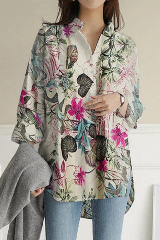 Heidi-Mode | Sexy Floral Umlegekragen Tops - 3 Farben